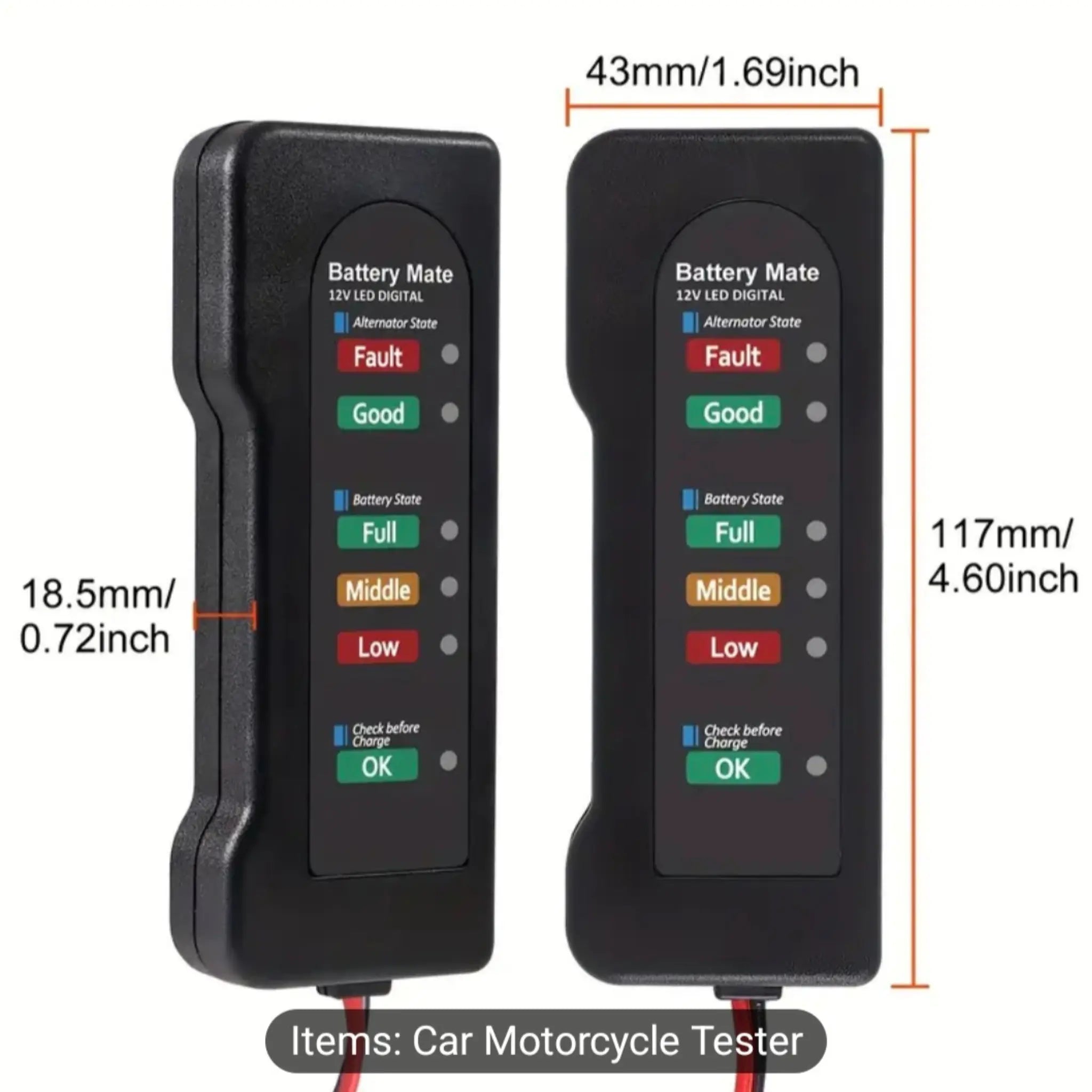 12v Universal Car Motorcycle Battery Digital Tester