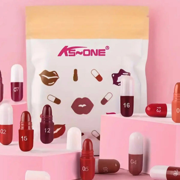 18-Color Capsule Lipstick Set – Mini Long-Lasting Matte Lipsticks  Portable & Lightweight  Moisturizing & Pigmented  Travel-Friendly Beauty Gift