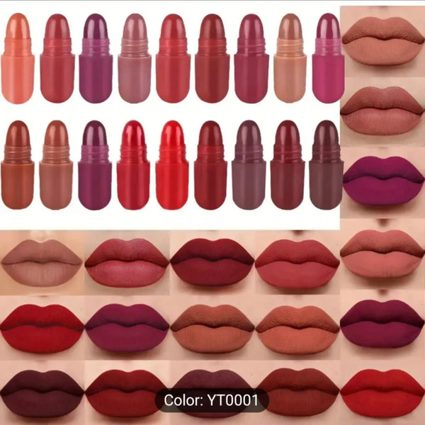 18-Color Capsule Lipstick Set – Mini Long-Lasting Matte Lipsticks  Portable & Lightweight  Moisturizing & Pigmented  Travel-Friendly Beauty Gift