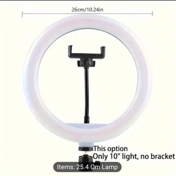 26cm LED Ring Fill Light with Adjustable Tripod Stand and Phone Holder 3 Color Modes