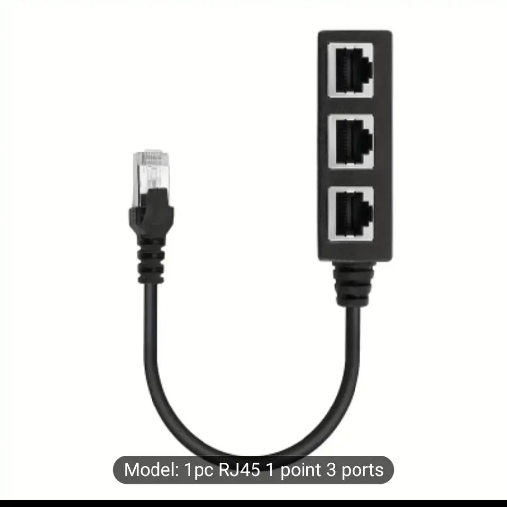 3-Port RJ45 Ethernet Splitter Cable - 1 Male to 3 Female LAN Adapter