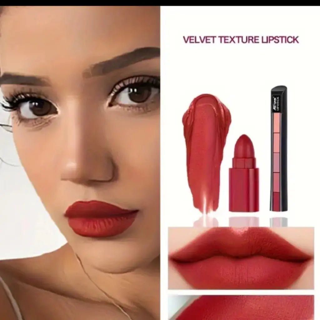 5-in-1 Matte Lipstick Set – Long-Lasting Velvet Finish