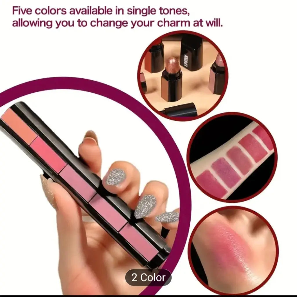 5-in-1 Matte Lipstick Set – Long-Lasting Velvet Finish