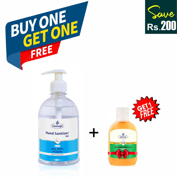 Buy 1 Hand Sanitizer Gel 1 Litre and Get 1 Detox Antiseptic Liquid 50ML Free