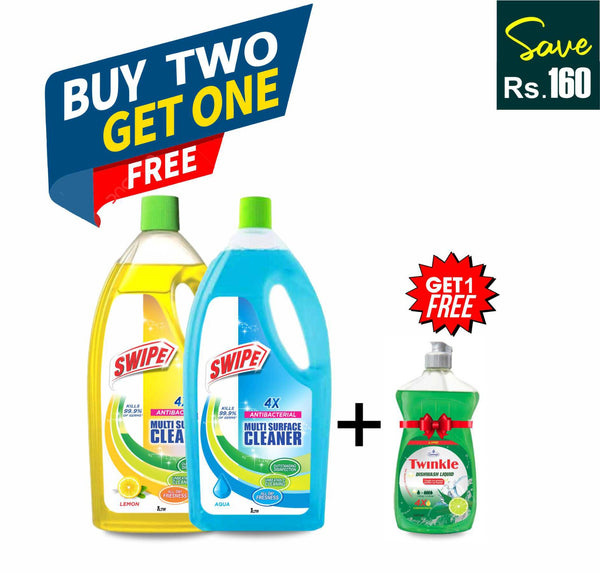 Buy 2 Swipe Multi-Surface Cleaners (Lemon & Aqua) & Get 1  Lime Dish Wash (250ml) FREE!