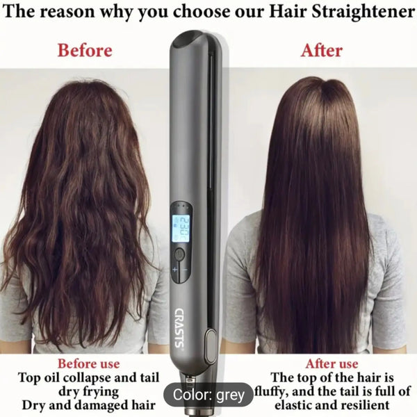 CRASTS Sleek Ceramic Flat Iron 2 in 1 Dual Voltage (45W) Hair Straightener & Curler, for Men & Women