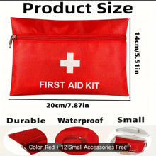 Imported Compact Waterproof First Aid Kit – 12 Essential Accessories Included – Travel, Home & Office Emergency Medical Bag – Durable Red Pouch