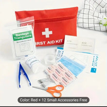 Imported Compact Waterproof First Aid Kit – 12 Essential Accessories Included – Travel, Home & Office Emergency Medical Bag – Durable Red Pouch
