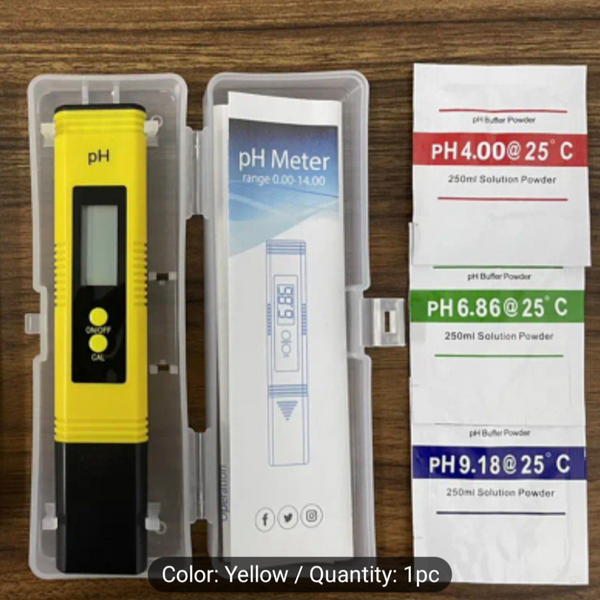Imported Digital PH Meter for Water – High-Precision 0.01 PH Tester with 3 Calibration Powders | 0-14 PH Range, 154mm Portable Pen for Hydroponics, Pools, Drinking Water, and Aquariums