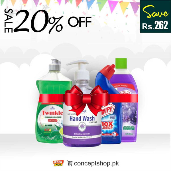 Discount Sale Save 20% off with this Bundle Deal Clear Hand Wash Lavender 500ml, Dish Wash Lime 500ml, Swipe Toilet Cleaner 500ml, Swipe Multi Surface Cleaner Lavender 500ml