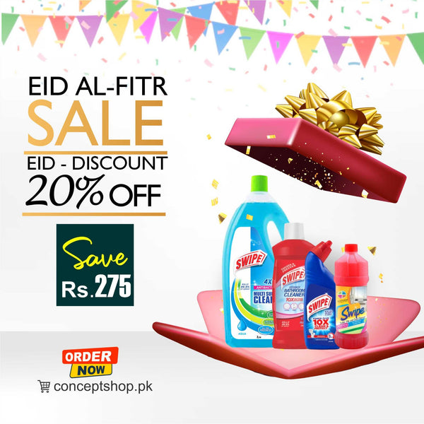 Eid Al-Fitr Sale – Swipe Multi-Surface 1L, Bathroom Cleaner 250ml, Toilet Cleaners 250ml & Swipe Toilet Acid 600ml – Powerful Germ Protection & Deep Cleaning – Save Rs. 275