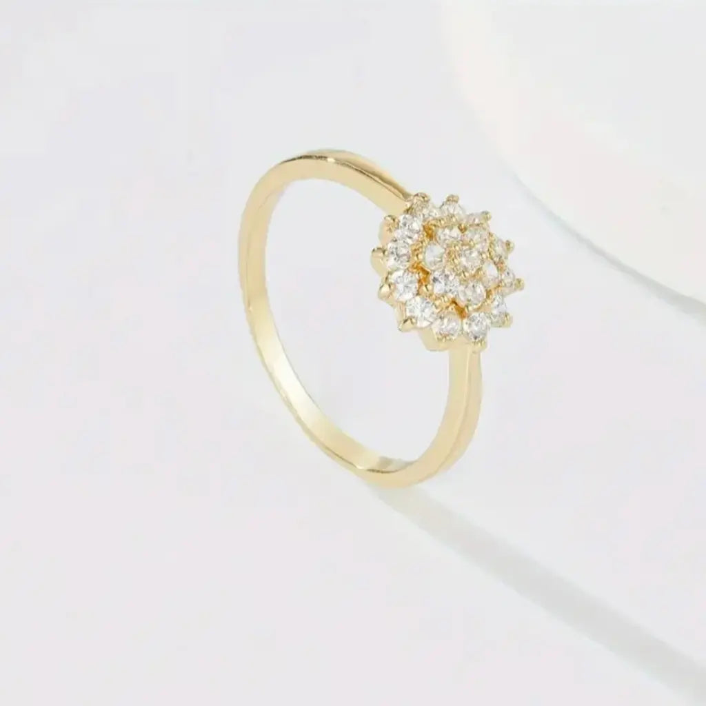 Imported Elegant Gold-Plated Flower Cluster Ring for Women