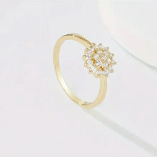 Imported Elegant Gold-Plated Flower Cluster Ring for Women – Dainty CZ Diamond Crystal Engagement & Promise Ring