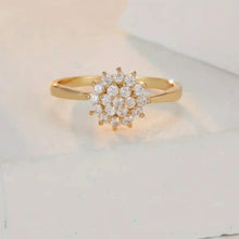 Imported Elegant Gold-Plated Flower Cluster Ring for Women – Dainty CZ Diamond Crystal Engagement & Promise Ring