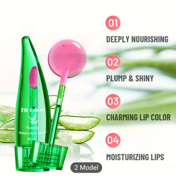 Fit Colors Aloe Vera Temperature-Sensitive Color-Changing Lip Gloss – Nourishing & Moisturizing Lip Lacquer with Pepper Lip Oil