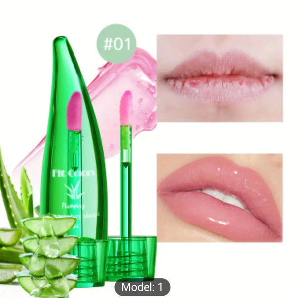 Fit Colors Aloe Vera Temperature-Sensitive Color-Changing Lip Gloss – Nourishing & Moisturizing Lip Lacquer with Pepper Lip Oil