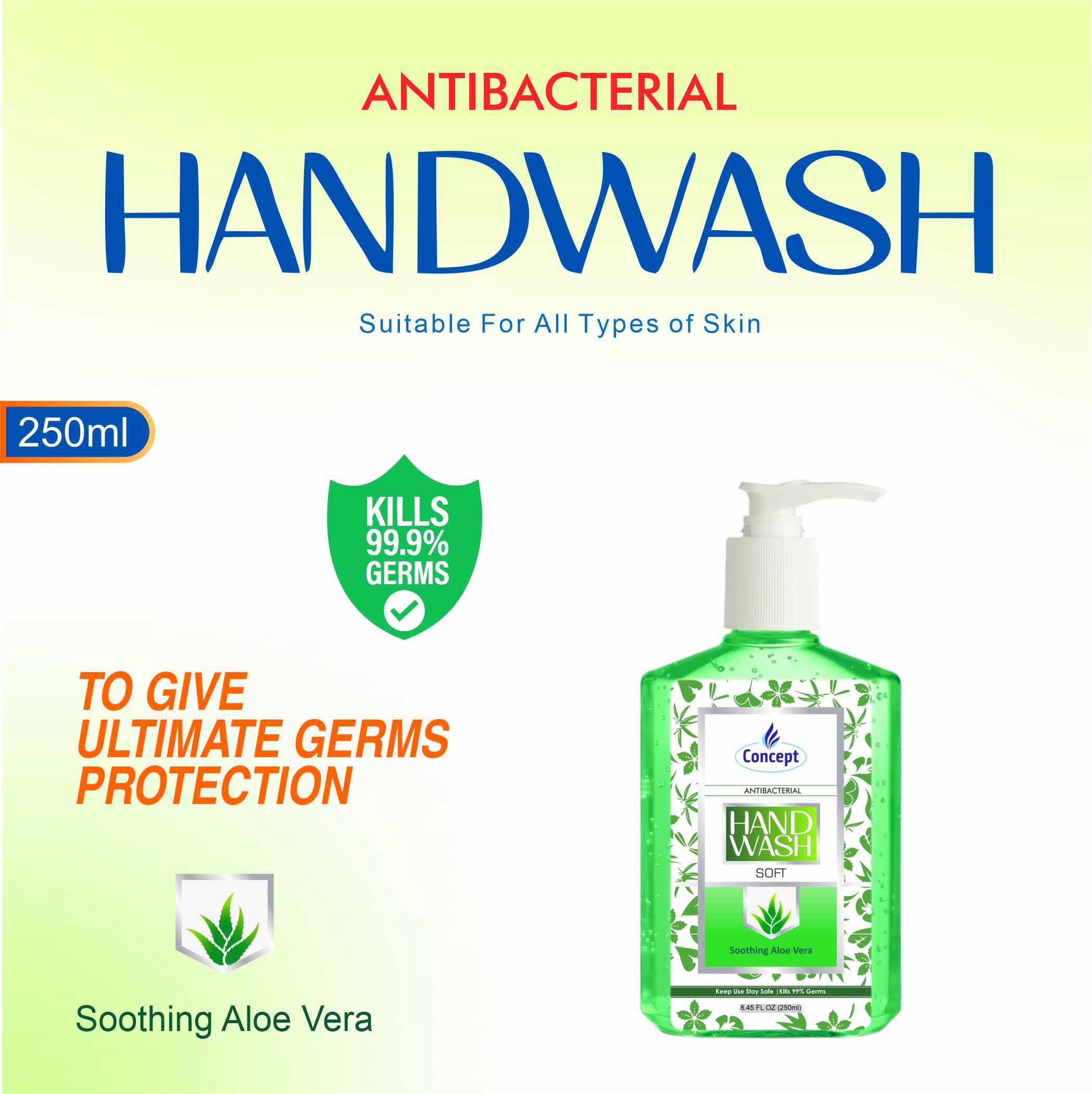 Hand Wash SQ Bottle Aloe Vera