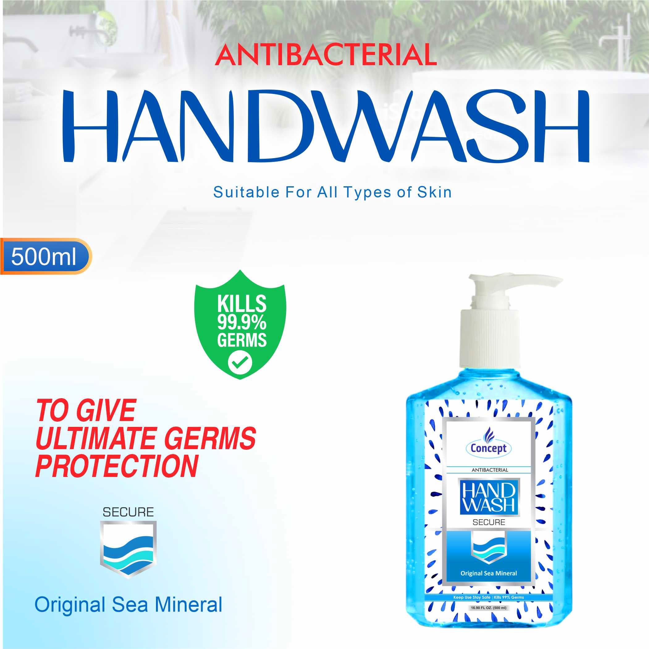 Hand Wash SQ Bottle Aqua Blue