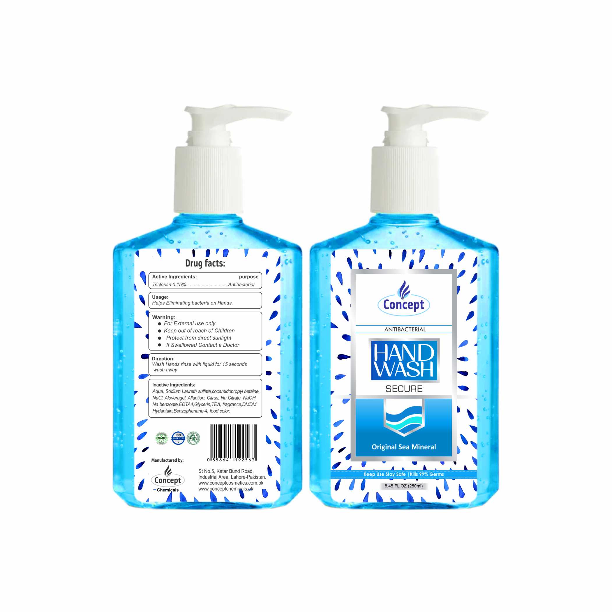 Hand Wash SQ Bottle Aqua Blue