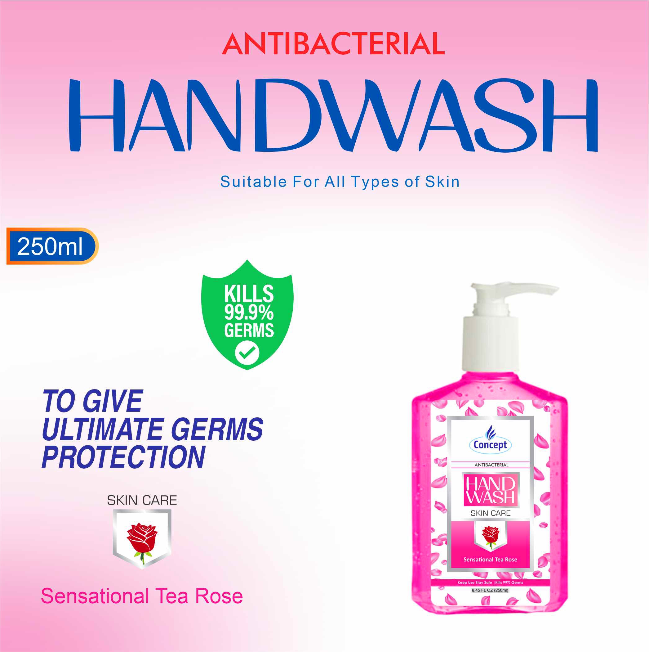 Hand Wash SQ Bottle Rose