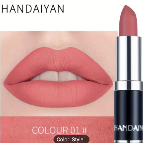 Imported Handaiyan Matte Lipstick Long-Lasting Waterproof Lipstick  Smooth Velvet Texture, Highly Pigmented, Non-Stick, Moisturizing Lip Color