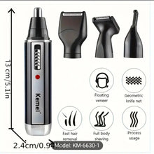 Kemei 4-in-1 Rechargeable Electric Hair Trimmer Grooming Kit for Men Beard, Nose, Ear, and Eyebrow Trimmer