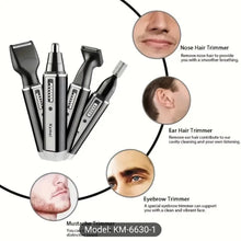 Kemei 4-in-1 Rechargeable Electric Hair Trimmer Grooming Kit for Men Beard, Nose, Ear, and Eyebrow Trimmer