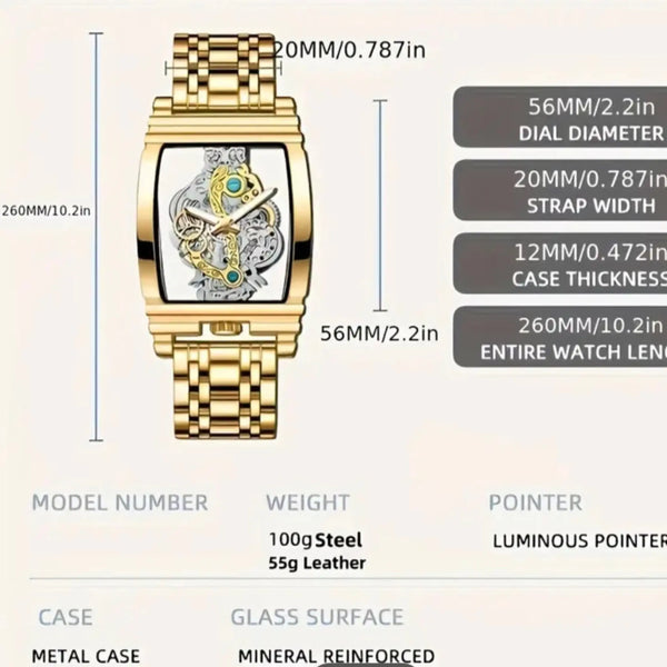 Luxury Silver Skeleton Watch for Men – Automatic Hollow-Out Design, Stainless Steel Band, Luminous Hands, Waterproof Fashion Timepiece