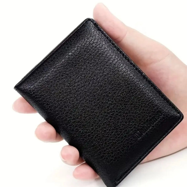 Men’s Slim Leather Wallet Ultra-Thin Bifold, Minimalist Card Holder, Compact Coin Purse