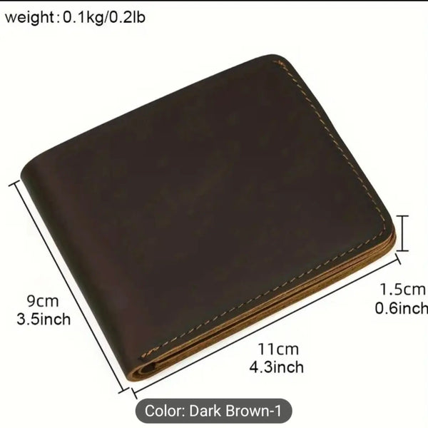 Men's Vintage Leather Bifold Wallet Slim Design with Multiple Card Slots and Coin Pocket