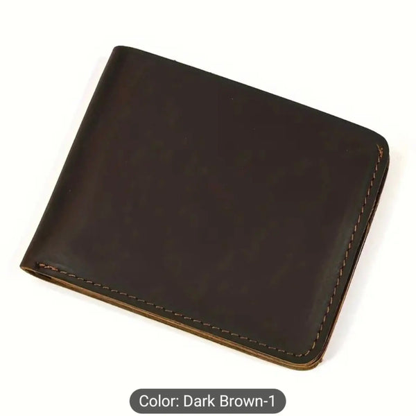 Men's Vintage Leather Bifold Wallet Slim Design with Multiple Card Slots and Coin Pocket
