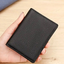 Pocket Leather Wallet  Ultra-Thin Mini Men's Bifold Card Holder  Vertical Style Lychee Pattern  Compact & Stylish