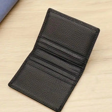 Pocket Leather Wallet  Ultra-Thin Mini Men's Bifold Card Holder  Vertical Style Lychee Pattern  Compact & Stylish