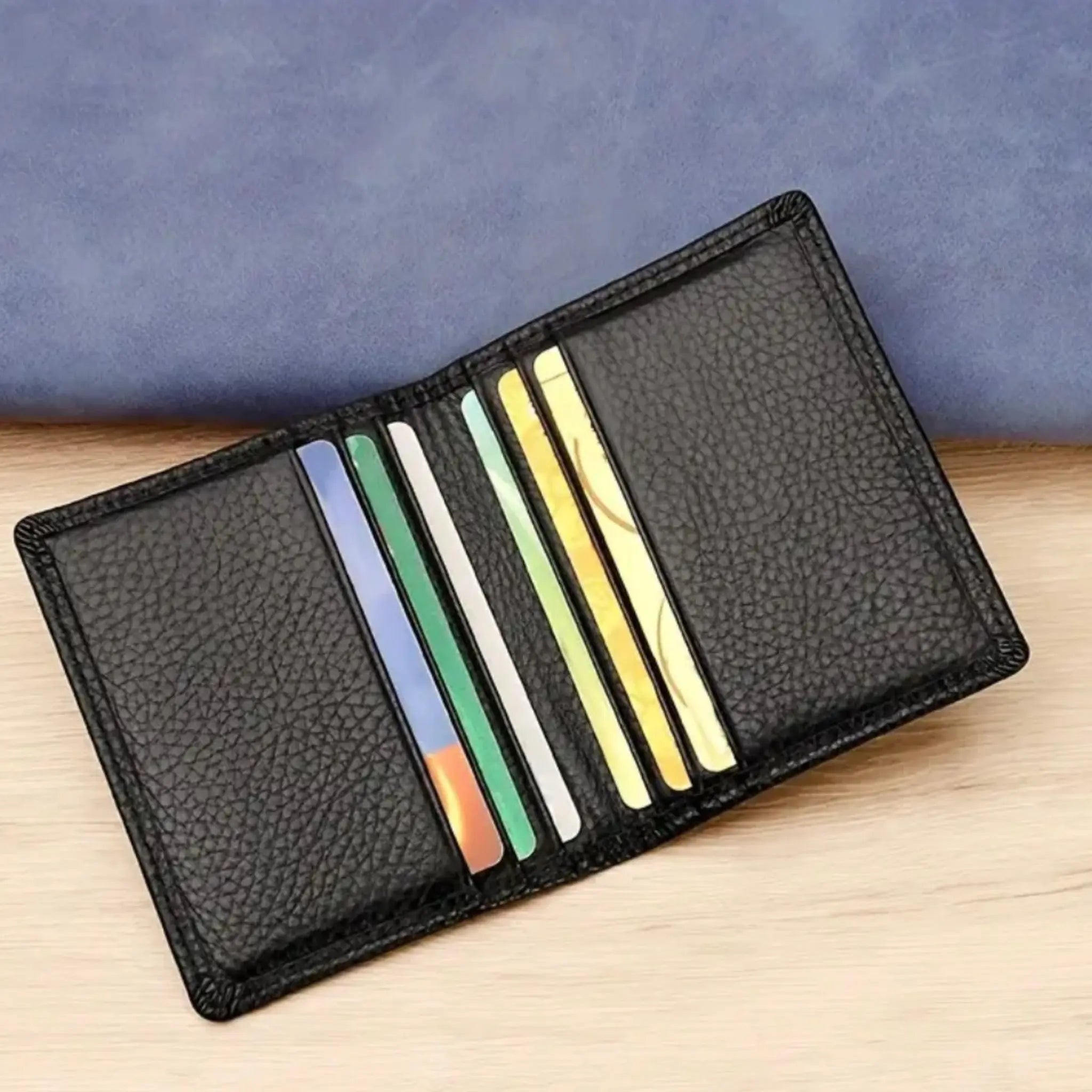 Pocket Leather Wallet  Ultra-Thin Mini Men's Bifold Card Holder