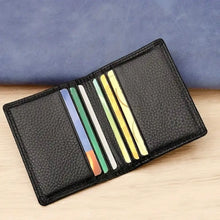 Pocket Leather Wallet  Ultra-Thin Mini Men's Bifold Card Holder  Vertical Style Lychee Pattern  Compact & Stylish