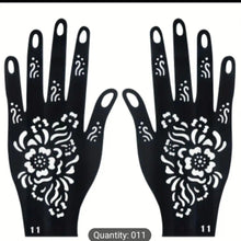 Imported Reusable Henna Hand Stencil Set  Floral Mehndi Tattoo Templates for Right & Left Hands  Body Art Airbrush & Glitter Design Kit