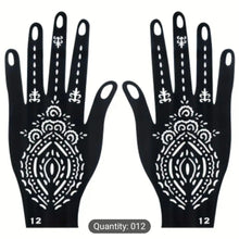 Imported Reusable Henna Hand Stencil Set  Floral Mehndi Tattoo Templates for Right & Left Hands  Body Art Airbrush & Glitter Design Kit
