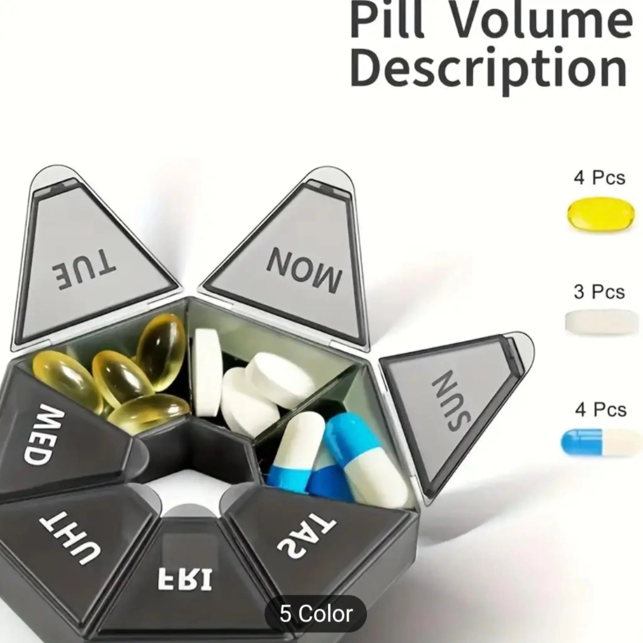 Travel Pill Case 7Day Portable Tablet Storage Box