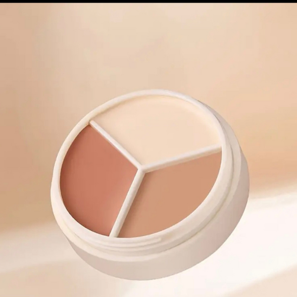 Tricolor Concealer Palette – 3-in-1 Full Coverage Face Corrector  Waterproof & Long-lasting  Compact 5cm Size