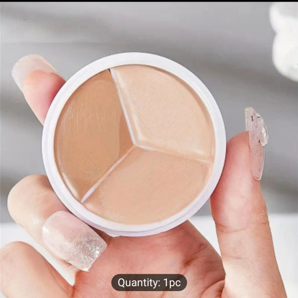 Tricolor Precision Concealer Palette – 3-in-1 Creamy & Lightweight Full-Coverage Makeup  Waterproof & Long-Lasting  Compact 5cm Travel-Friendly Size