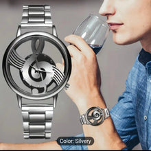 Unisex Luxury Quartz Watch with Musical Note Dial and Stainless Steel Band